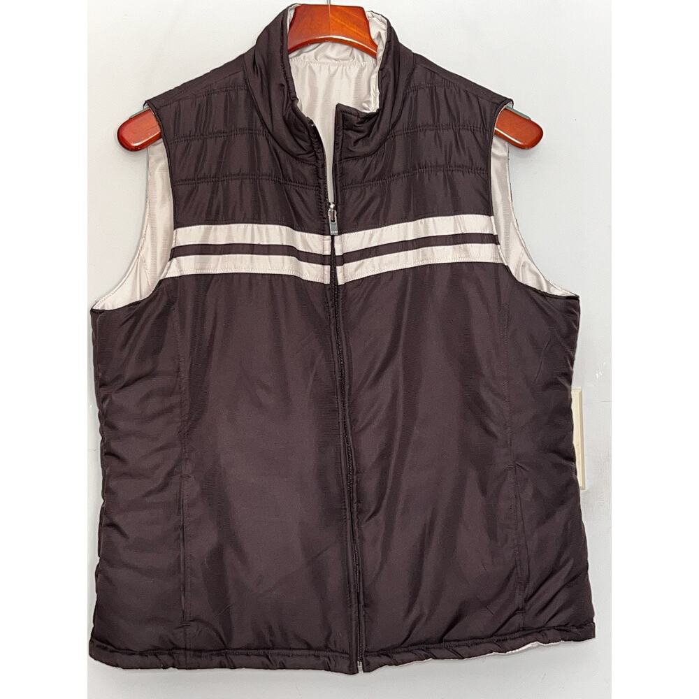 IZOD WOMENS REVERSIBLE BROWN & TAN VEST SIZE L / LARGE
